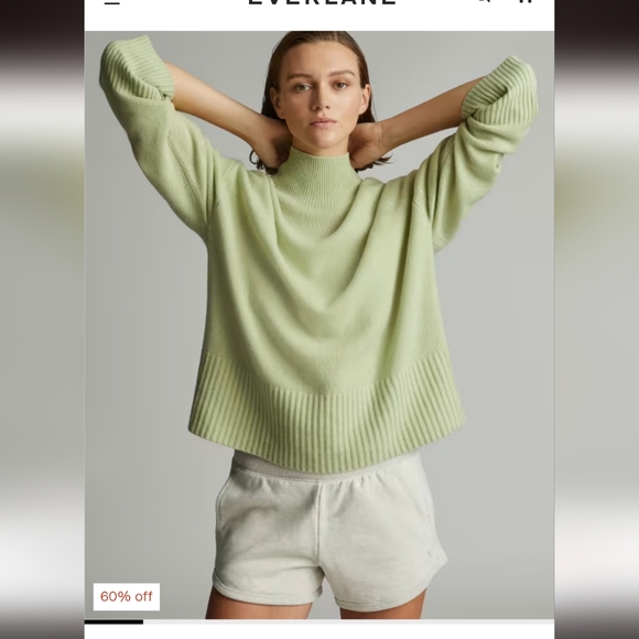 Everlane The Cashmere Oversized Turtleneck Seafoam Green - Picture 2 of 10